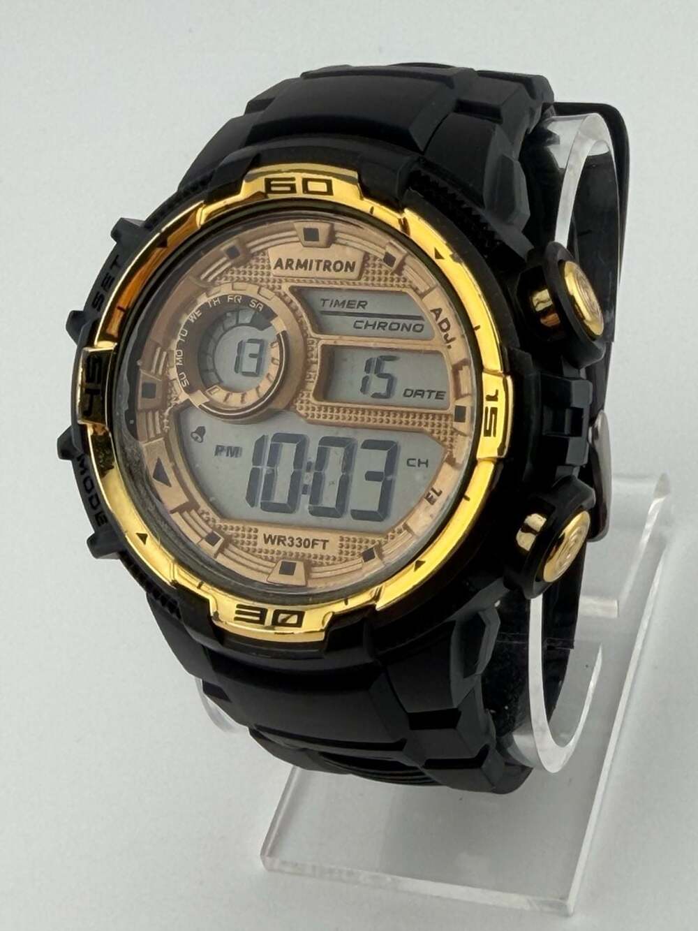 BOGO!-Armitron Sport 40/8347BKGD Black Gold-Tone Accented Digital Chrono Watch